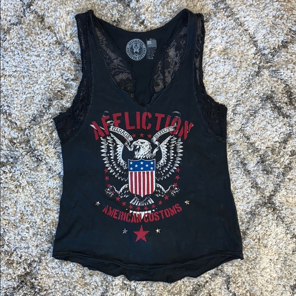 Women’s Affliction USA lace racerback tank top S